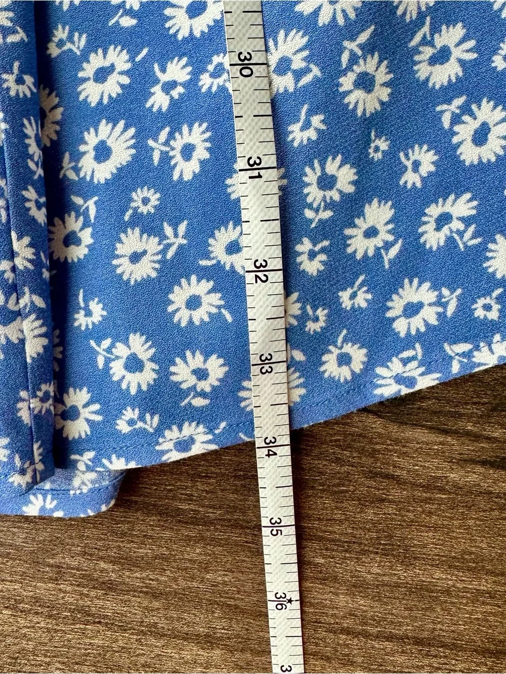 Reformation Zoe Midi Skirt Blue Daisy Floral Side Slit Crepe - Women’s Size 0
